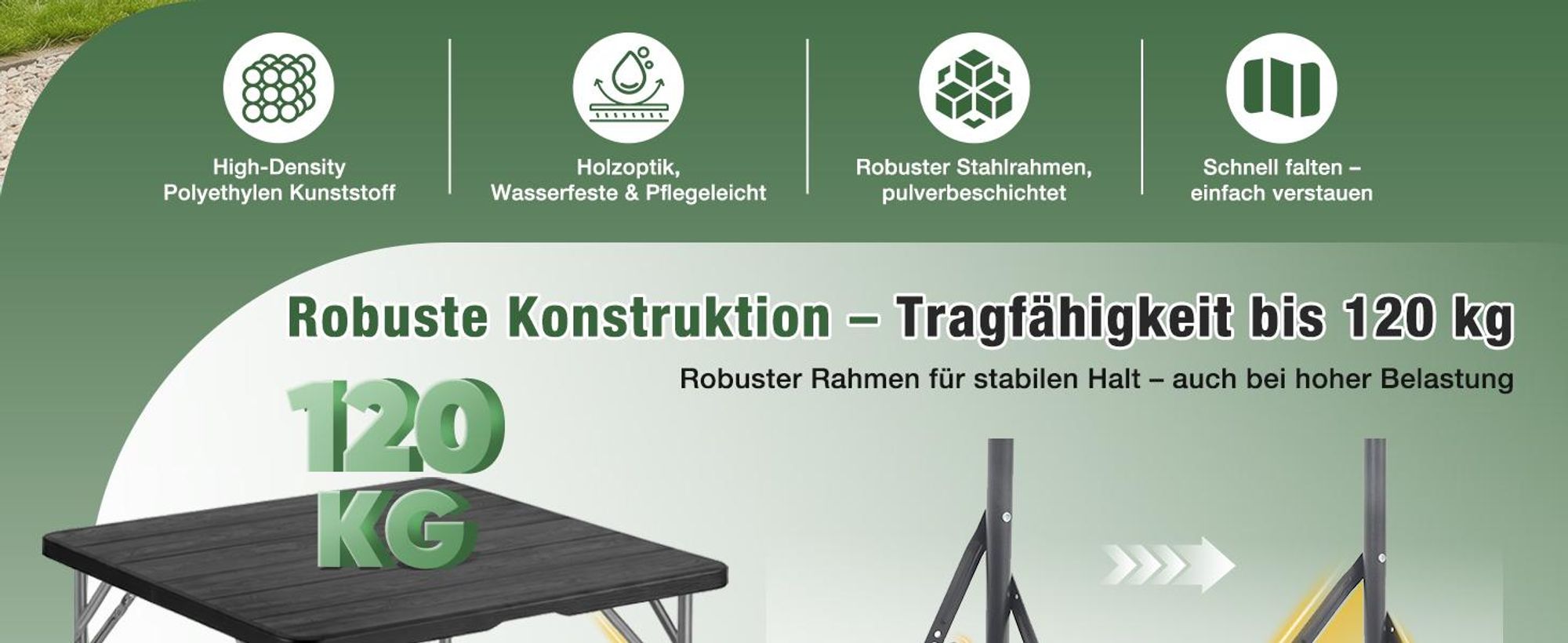 Sekey Gartentisch Klappbar Holz Optik Campingtisch Klapptisch 4 Personen