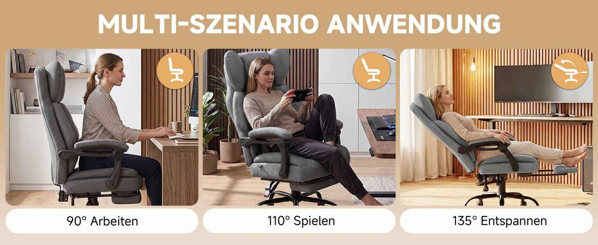 GTPLAYER Gaming Stuhl, Ergonomischer Bürostuhl mit Fußstütze und Lendenstütze, Hochlehner Chefsessel für Große, breiter Computersessel, Höhenverstellb