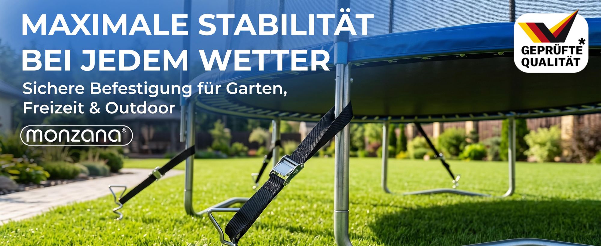 MONZANA® 4 Bodenanker Trampolin 42,5cm 5 Windungen 900kg Verstellbare Gurte Rostfrei Sicherung Set Erdanker Befestigung Pavillon Gartenhaus Schaukel
