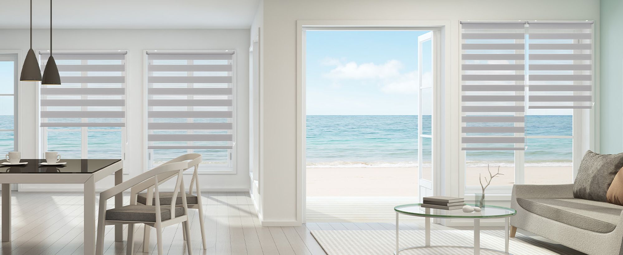 Doppelrollo 65x130cm Leinen Duo Rollo Klemmfix ohne Bohren Jalousie Rollos für Fenster und Tür