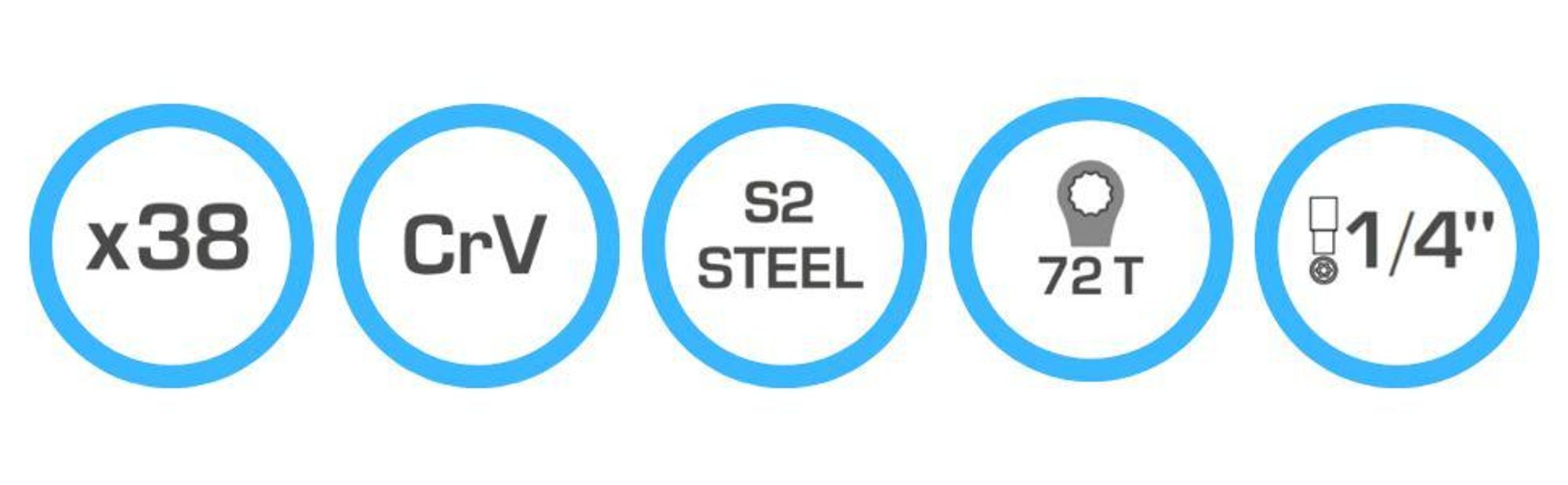 Werkzeugsatz - professionell handlich 38 Stück Steckschlüssel Bits