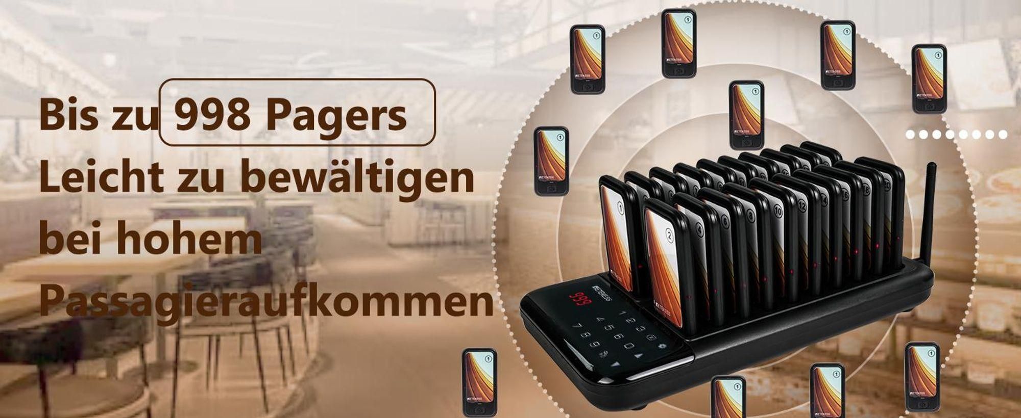 Retekess TD173 Restaurant Pager System, 20Pagers, 500M Pager Rufsystem, 7 Rufmod, 24H, Pager Pieper für Food Court, Hotel, Café, Bar, walkie talkie