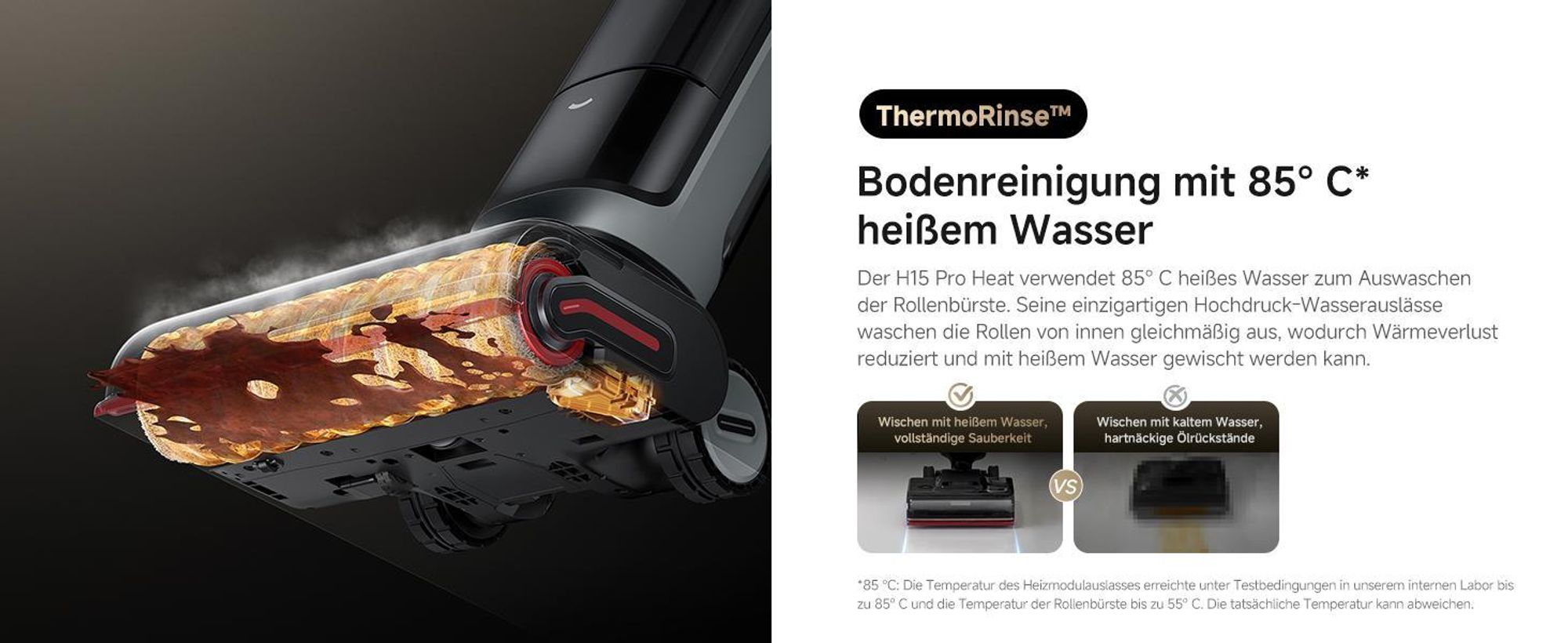 Winterdesign-Dreame H15 Pro Heat Nass-und Trockensauger,85 °Cheißes Wasser,90°C Trocknung,100℃ Reinigungsbürste,2in1 Akku-Staubsauger,22kPa,0-Tangle