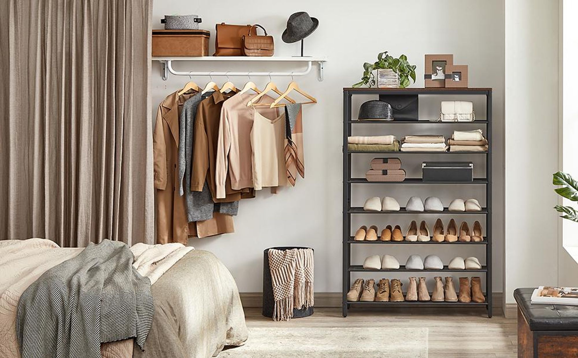 VASAGLE Schuhregal 8 Ebenen Schuhschrank Schuhablage für 32-40 Paar Schuhe