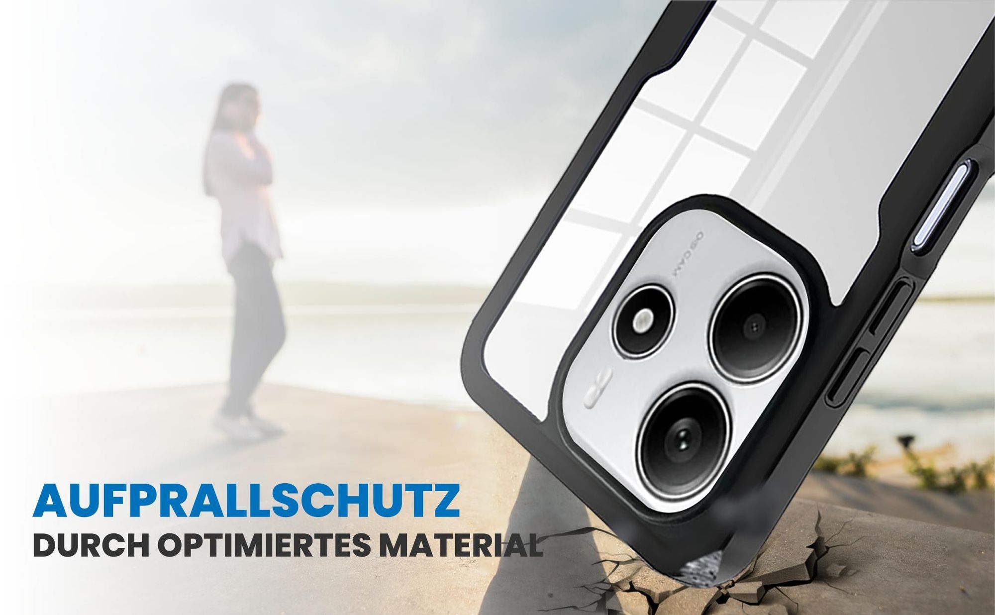 Schwarzes Front Back Cover für Xiaomi Redmi Note 14 mit Aufprallschutz