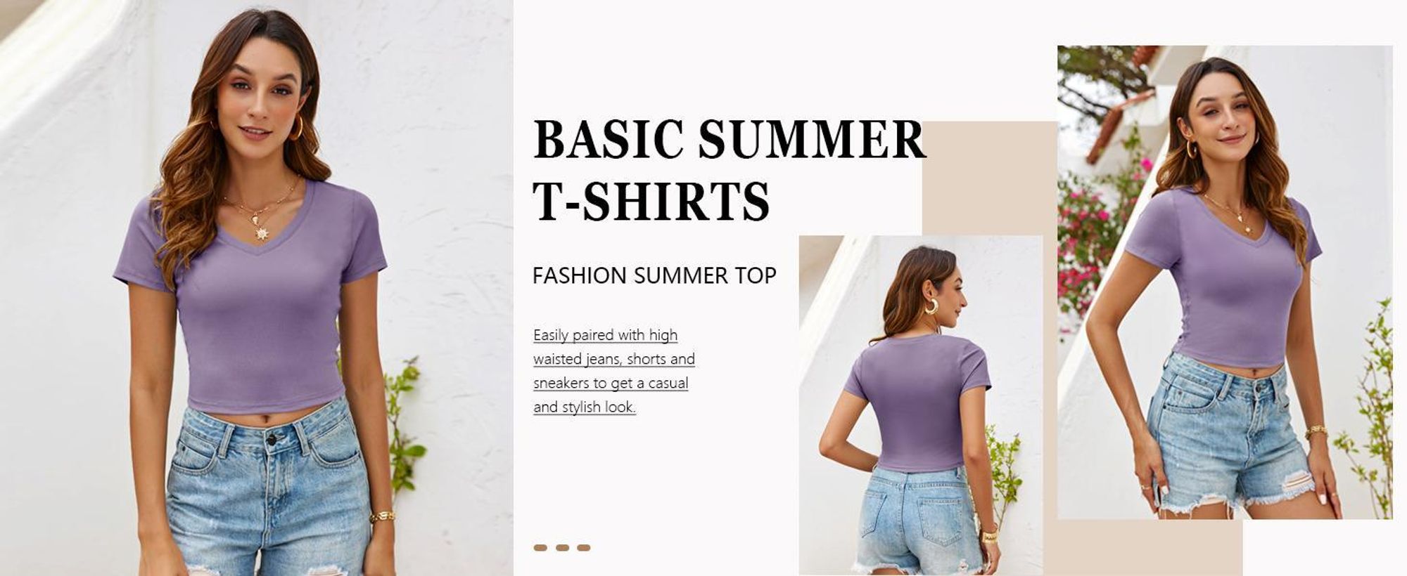 Kurzes Damen-Top, gerippter V-Ausschnitt, Kurzarm, sommerliches Basic-T-Shirt, schmale Passform, Y2K-Shirt