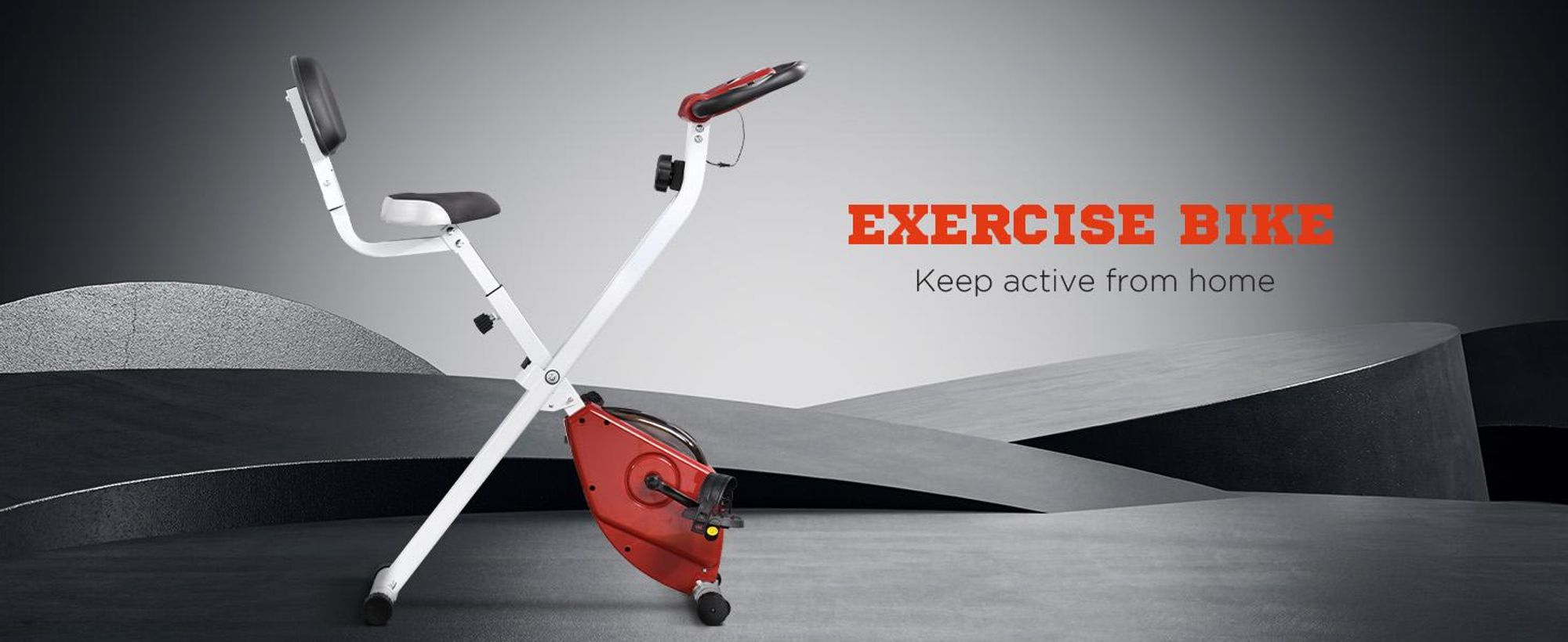 Rower treningowy HOMCOM, składany, magnetyczny, domowy, z monitorem LCD, 8-stopniową regulacją oporu magnetycznego, oszczędzający miejsce rower fitness do domu, czerwony i biały