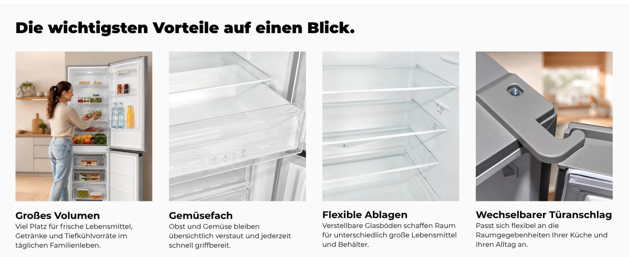 Exquisit Kühl-Gefrierkombination, Kühlschrank mit Gefrierfach, 4-Sterne-Gefrieren, 315 Liter, Alarm-Funktion, KGC5320-95-E-040C inoxlook