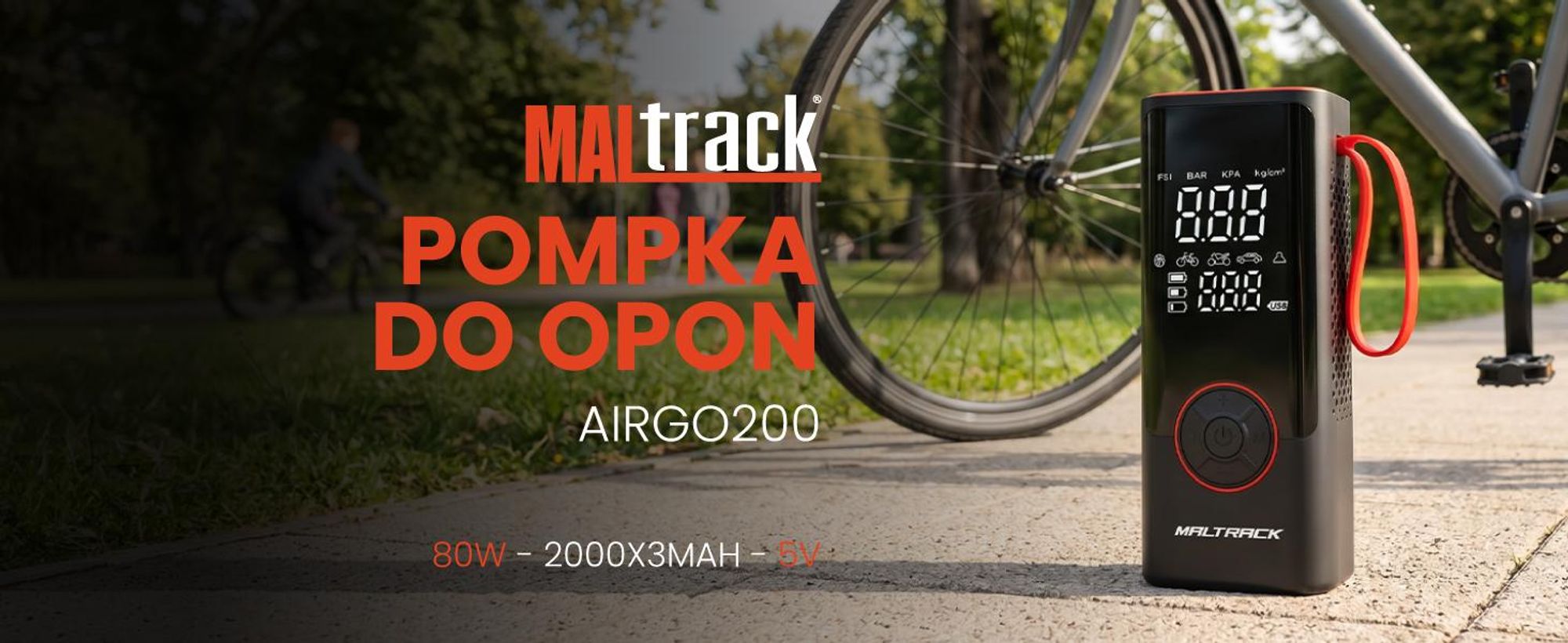Elektryczna pompka rowerowa z akku 6000mAh z funkcją powerbank do roweru samochodu motocykla