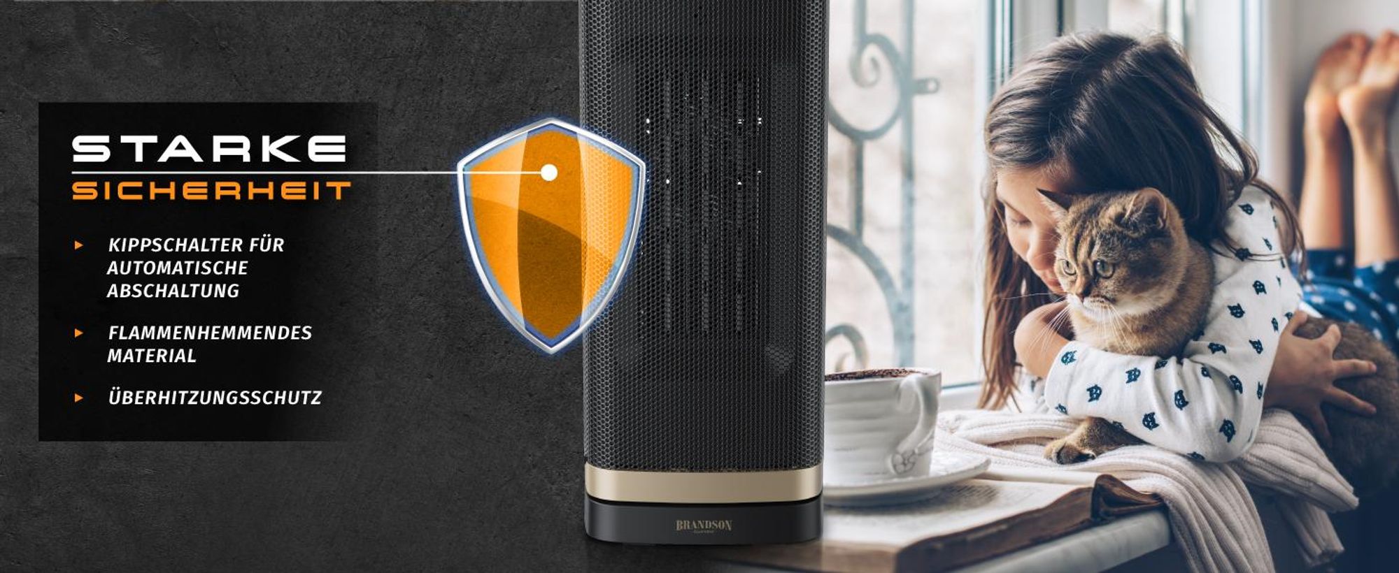 Brandson Keramik Heizlüfter 2000 W, Sicherheitsfunktionen