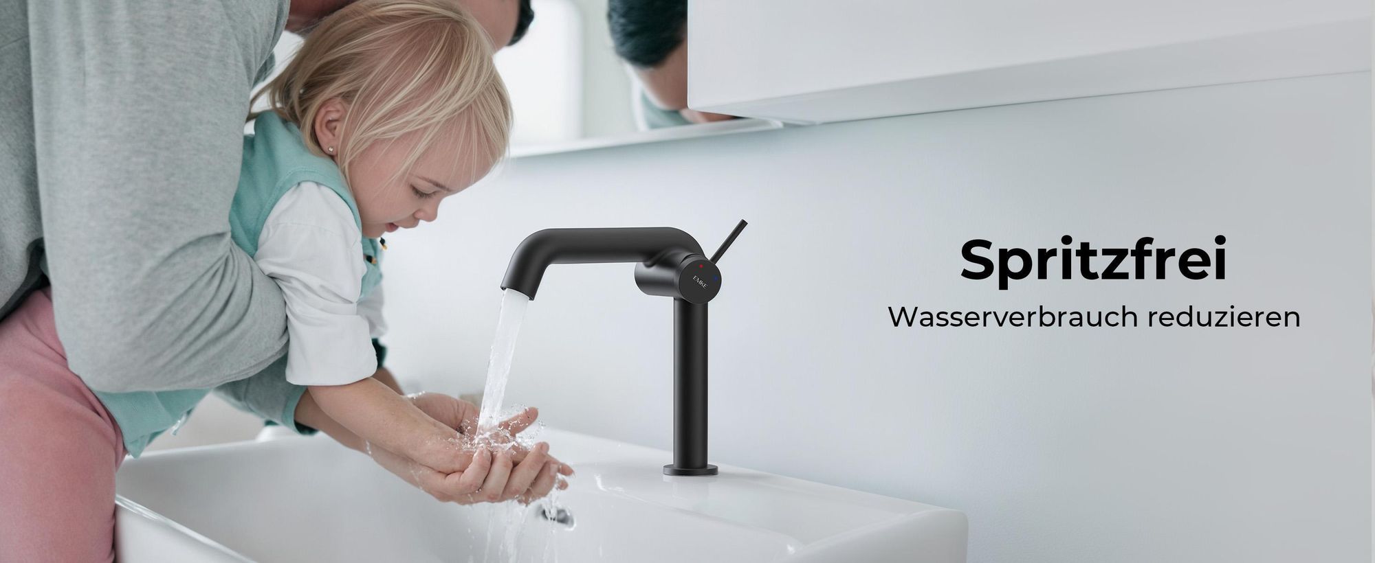 EMKE Einhebel-Waschtischarmatur, Badarmaturen 222x200x76mm  G3/9", Wassersparend, Korrosionsschutz, Bleifreies Messing, Mattes Schwarz