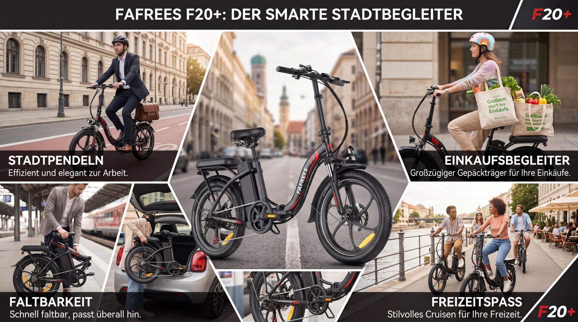 E-Bike Rostfreie Aluminiumlegierung 20 Zoll 36 V 20 Ah 720 Wh bis zu 110 - 150 km Wasserdicht IP54 mit 7 Gang, Schwarz