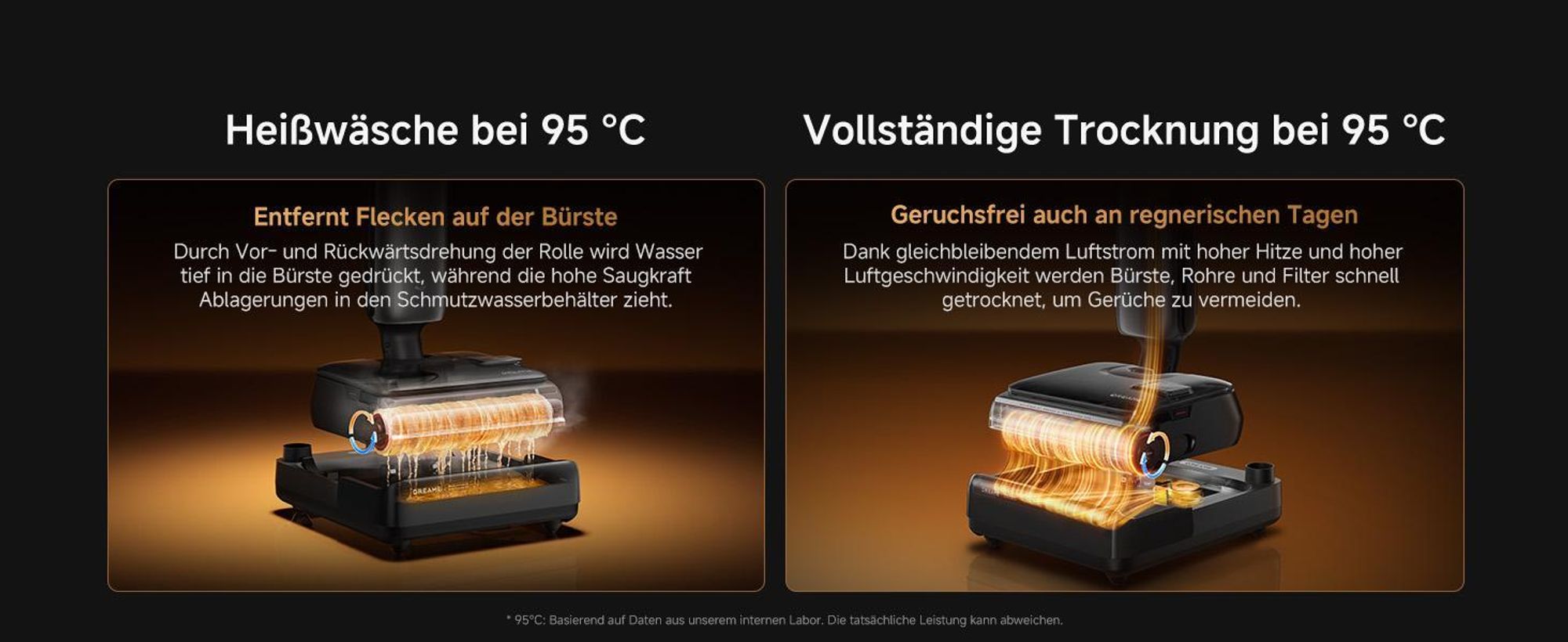Dreame T16 Pro Heat Nass- und Trockensauger,Ultradünn 9,85 cm,90°C heißem Wasser,Ölbeseitigung,DREI Kanten,kein Verheddern,30kPa,95°C Selbstreinigung
