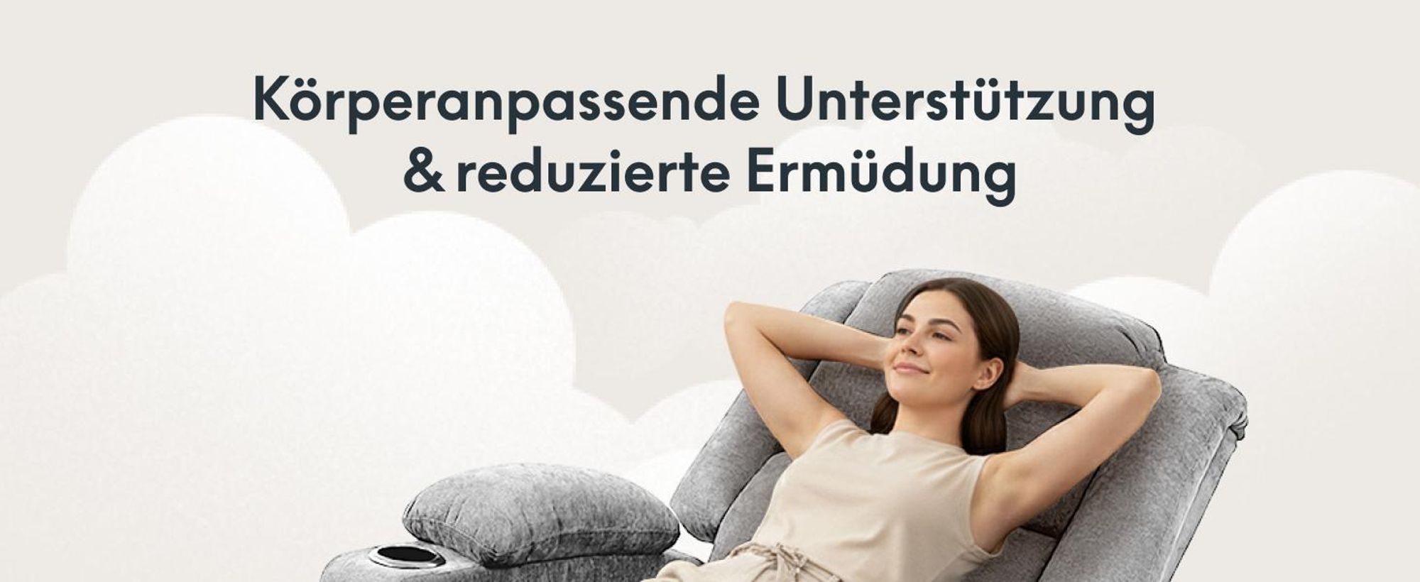 FLEXISPOT XL6 Elektrischer Massagesessel mit Aufstehhilfe, Heizfunktion, USB-Anschluss, 105°-165° verstellbar, belastbar bis 200 kg (Hellgrau)