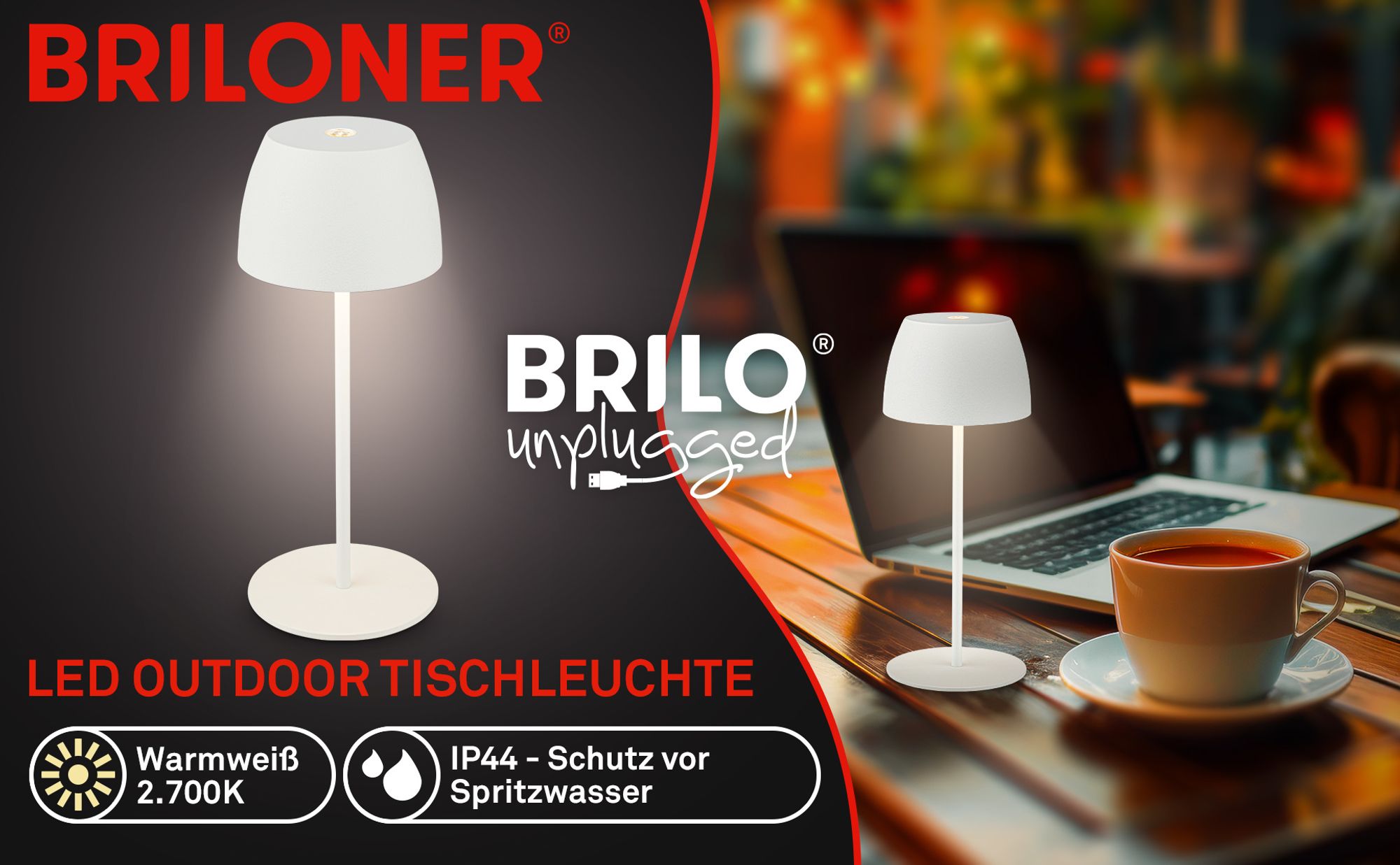 DiKa LED Akku-Tischleuchte Serina Mini Touch weiß 20 x 8 cm warmweiß