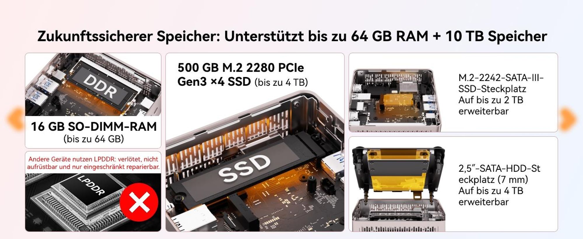 GEEKOM A5 2027 Mini PC, AMD Ryzen 7 7730U bis 4,5 GHz, 16 GB DDR4 RAM, 500 GB SSD, aufrüstbar, 4 Displays, 2,5G LAN, vorinstalliertes System