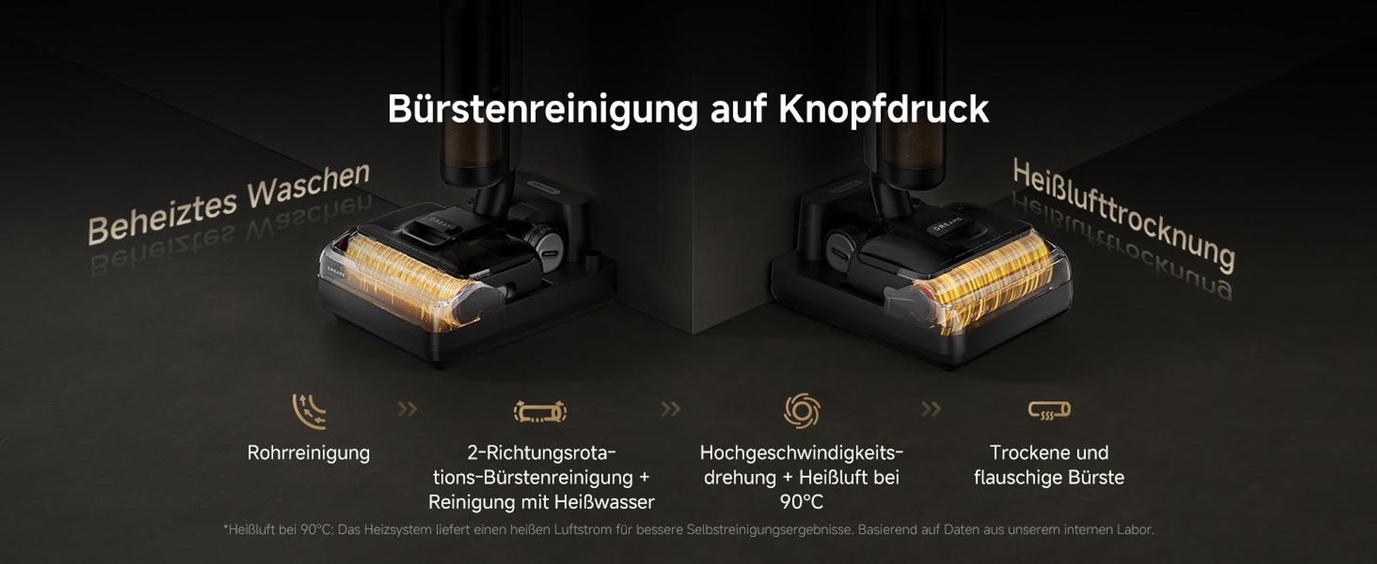 Dreame H12 Pro FlexReach Nass- und Trockensauger, flaches 180°-Design,Trocknung in 5 Minuten,18kPa Saugkraft,90 °C Heißwäsche, Reinigung in 50 Minuten
