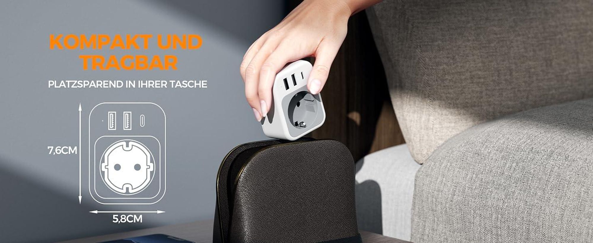 TESSAN 2er Pack UK Adapter England Deutschland Stecker 4 in 1 Steckdosenadapter mit USB C und 2 USB A Typ G für London
