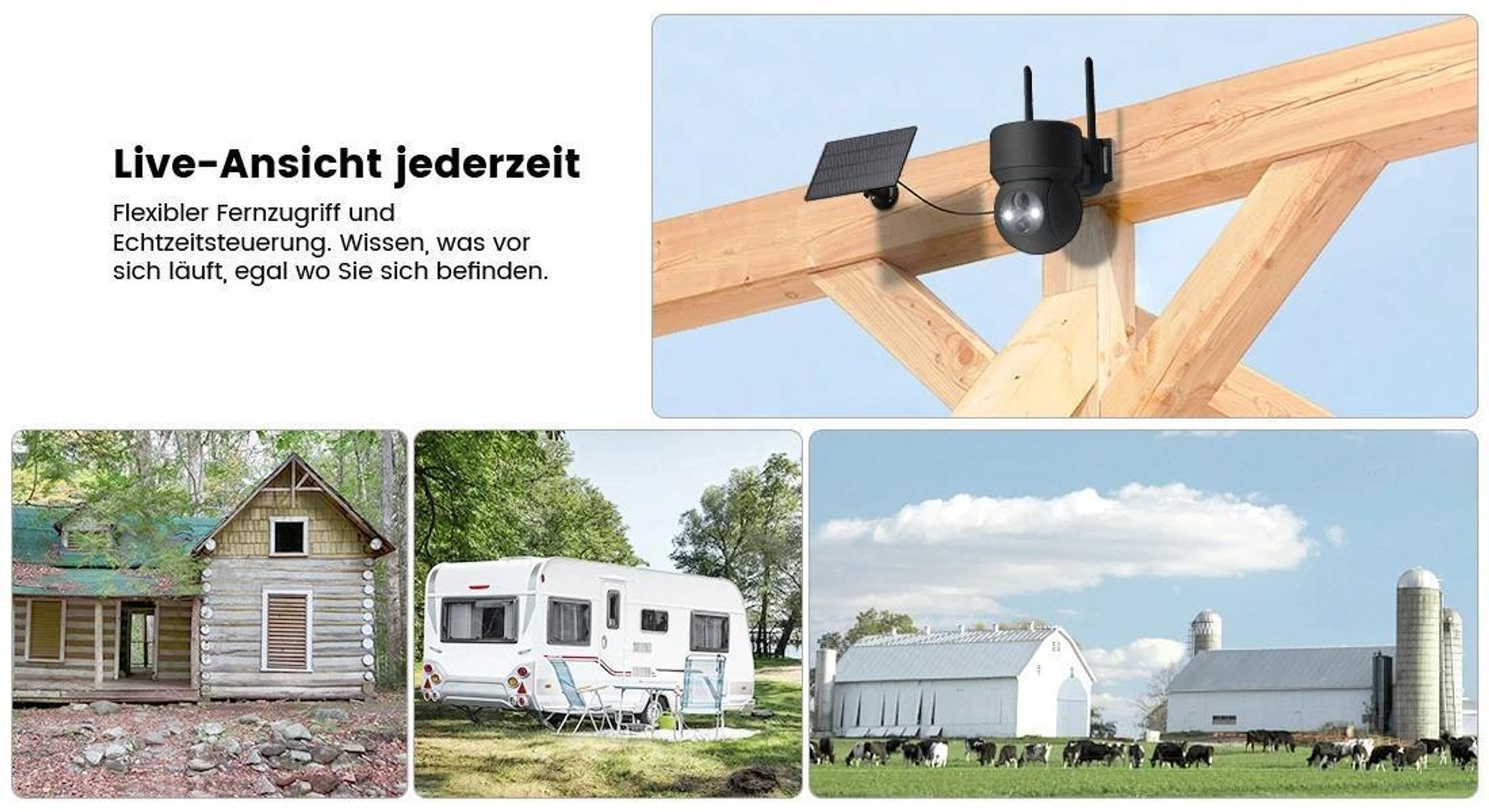 4G LTE Überwachungskamera Aussen Solar mit SIM Karte Ohne WLAN 2K PTZ Kabellos IP Kamera Outdoor Ohne WLAN PIR Erkennung Farb/IR Nachtsicht