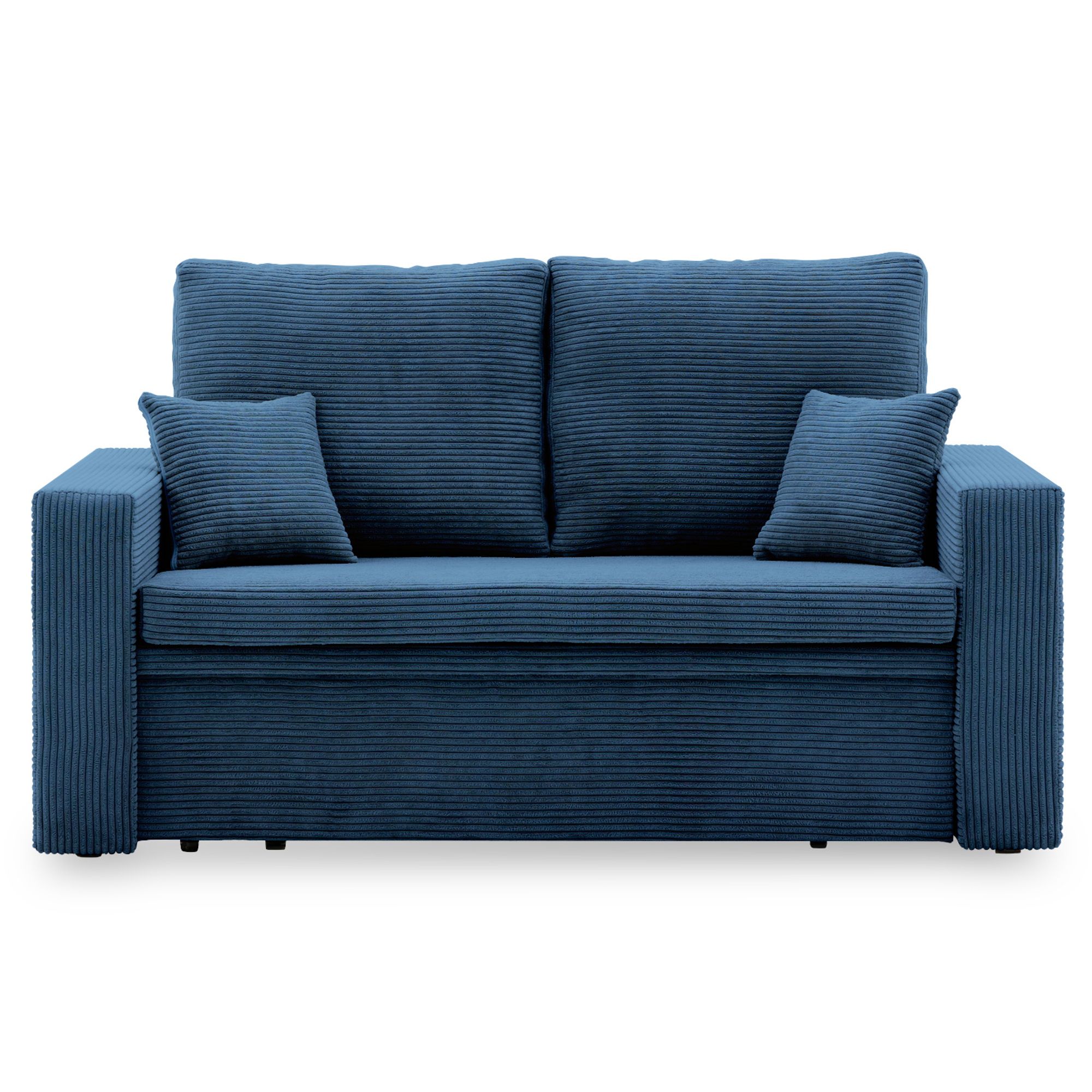 Sofa AIKIDO 150x85 - mit schlaffunktion - Farben zur Auswahl - modernen Sofa - mit Bettkasten - Moderner Cordstoff - Stoff POSO 005 Dunkelblau