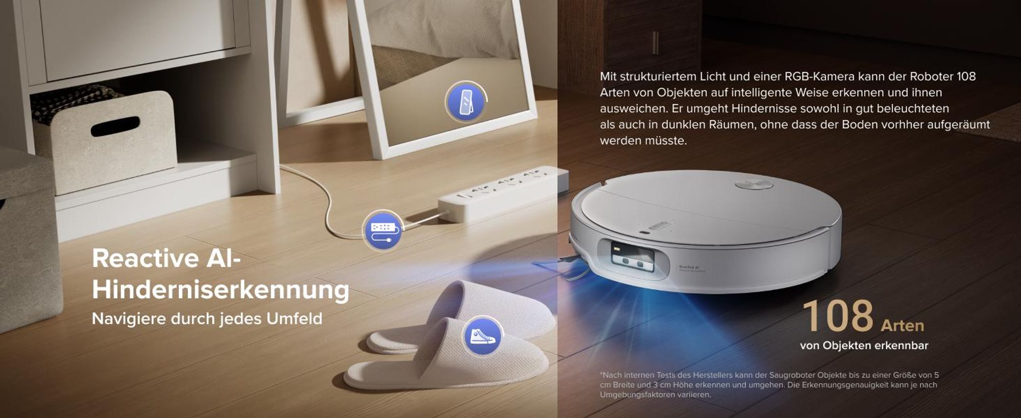 Roborock Qrevo CurvX Saugroboter mit Wischfunktion, 22.000Pa Saugkraft, 7,98 Ultra Slim, Dual Anti-Tangle-System, Reactive Al-Hinderniserkennung(Weiß)