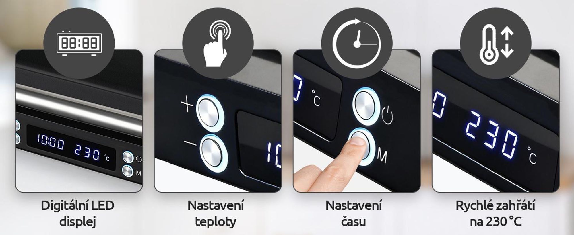 Kontaktní gril Olvy XXL 2000W - sendvičovač pro 4 sendviče, panini maker se 7 programy, stolní gril s displejem, bez PFAS, nastavitelný do 230°