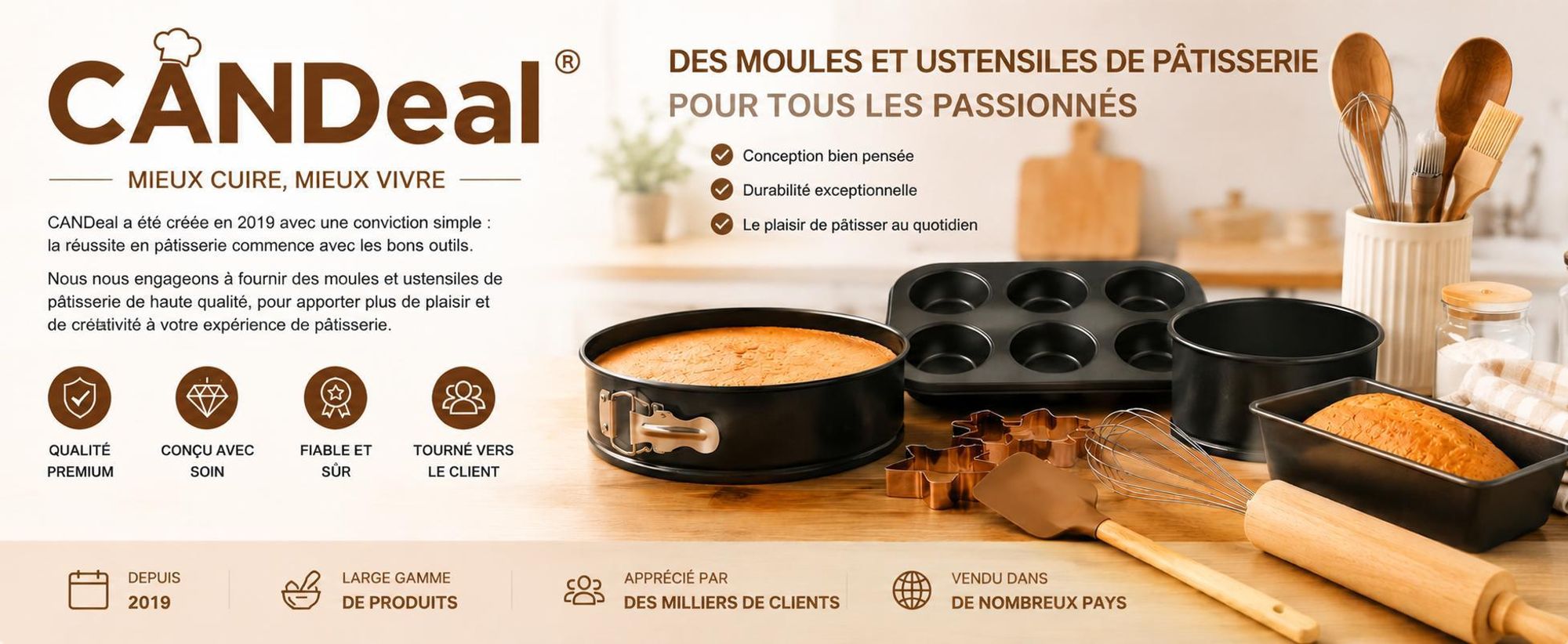 CANDeal Moule à pain Moule à pain avec couvercle ondulé Moule à pain Pullman avec couvercle Moule à pain pour pâtisserie en alliage d'allumium anti-adhérent or 450g de pâte