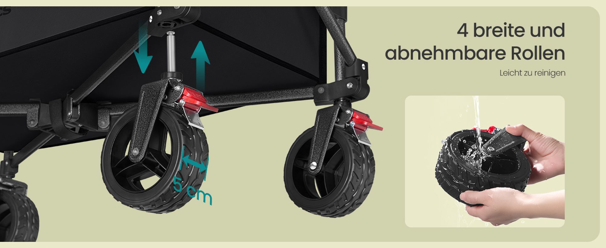SONGMICS Handwagen faltbar, Bollerwagen, 150 L, bis 150 kg belastbar, Gartenwagen, Campingwagen