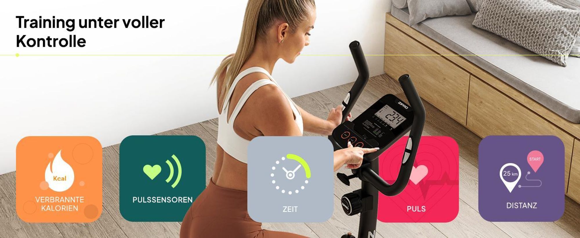 Zipro Heimtrainer Fahrrad Nitro RS – Magnetisches Fitnessbike bis 150kg Belastbar Hometrainer Leise mit Pulsmessung Verstellbarer Sattel & Lenker LCD