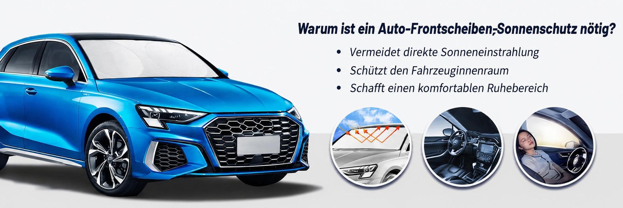 Sonnenschutz Auto Frontscheibe, Faltbar Sonnenschirm, UV-Schutz Auto Sonnenblende für die Windschutzscheibe, für Kompakt Fahrzeuge, 160×86 cm