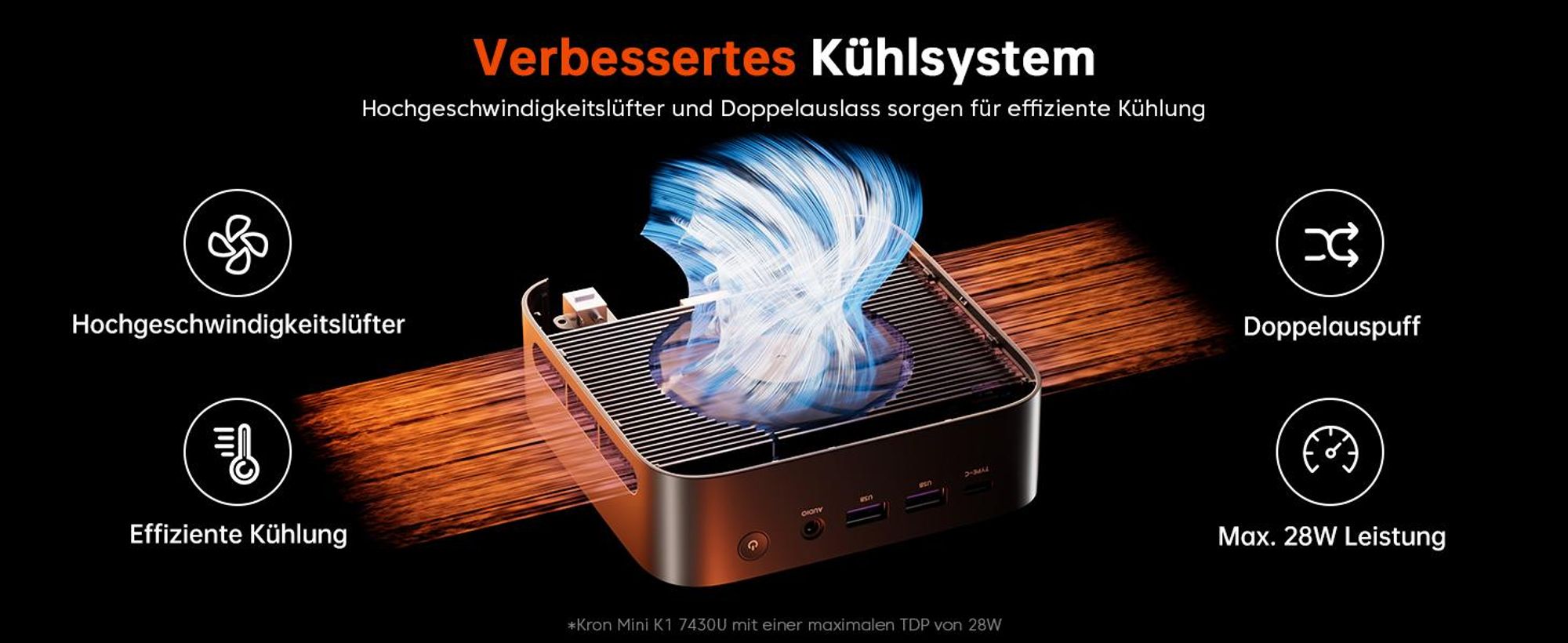 ACEMAGIC K1 Mini PC, AMD Ryzen 5 7430U, 16GB LPDDR4X RAM, 512GB M.2 SATA SSD, AMD Radeon Graphics, Windows 11 Pro