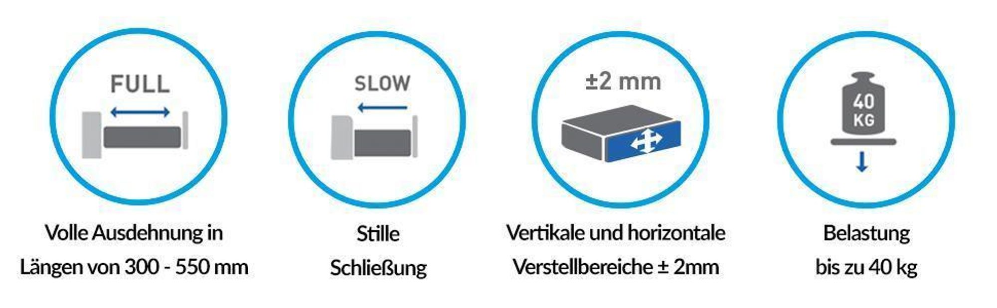 GTV Schubladensystem AXIS PRO, Schubkastengarnitur mit Vollauszug, Anthrazit, Belastbarkeit bis 40 kg, Push to Open mit Synchronisation, den Freien Zugang, Breite: 350 mm, Höhe: 86 mm