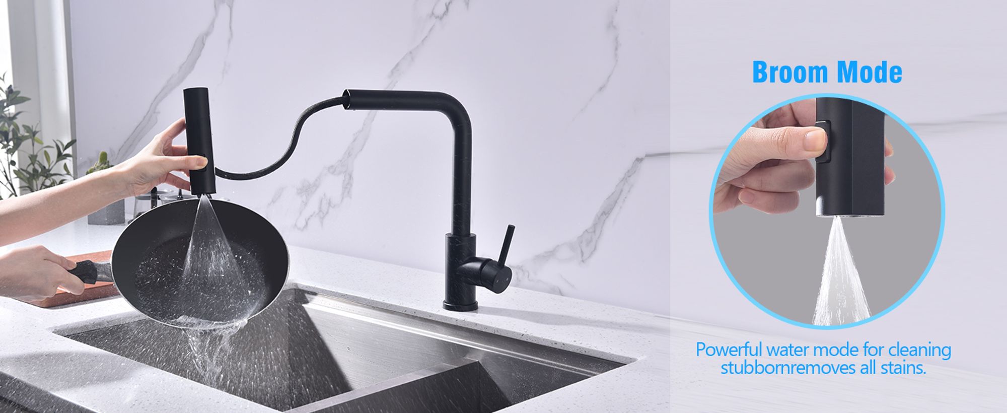 HOMELIVE Küchenarmatur Schwarz – 360° Schwenkbarer Wasserhahn Küche, Ausziehbare Spültischarmatur mit Brause, 3 Strahlarten für Flexibles Arbeiten