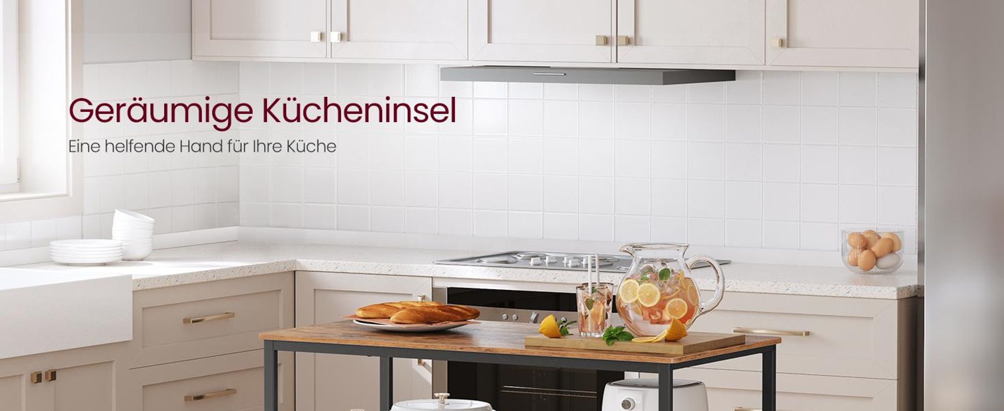 VASAGLE Küchenregal,120 x 60 x 90 cm, Kücheninsel, vintagebraun-schwarz