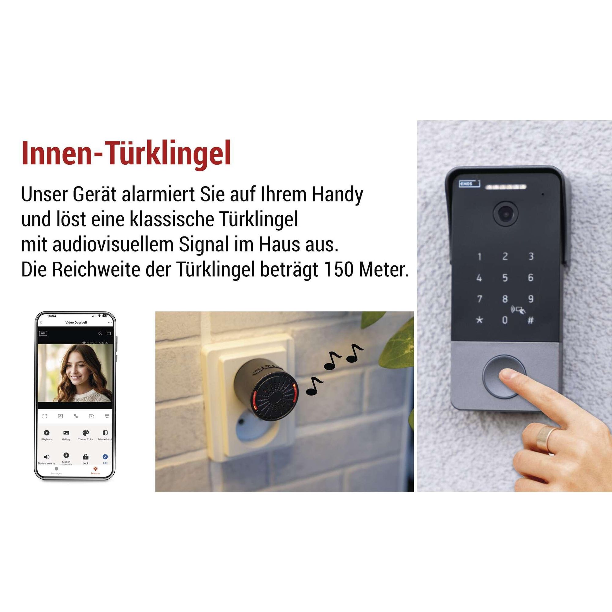 Video-Türklingel EMOS GoSmart Full HD 2 MP mit Ethernet-Anschluss und RFID-Set