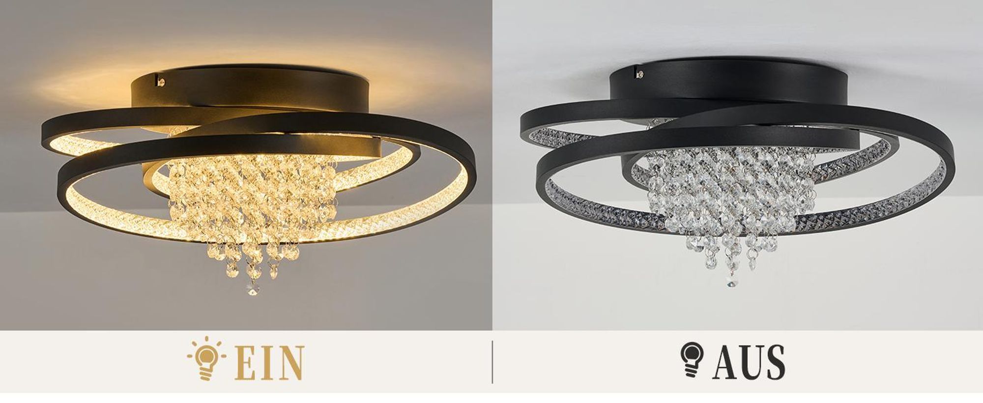 ZMH LED lampada da soffitto 40W plafoniera lampada soggiorno rotonda lampada camera da letto bianco caldo lampada corridoio in cristallo illuminazione