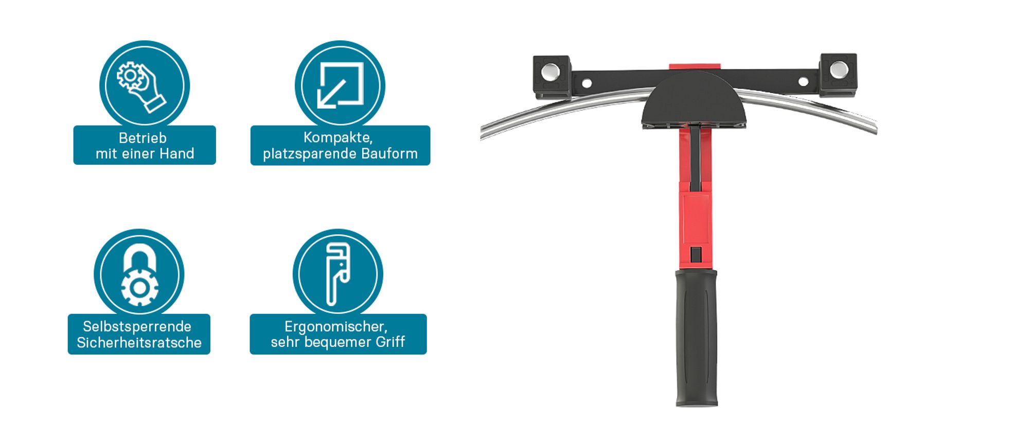 Wiltec Rohrbiegemaschine manuell, für Rohrdurchmesser 14-32 mm und Biegeradius bis 90°, Handbiegegerät für Alu-, Kupfer- und Kunststoffrohre, Rohrbieger