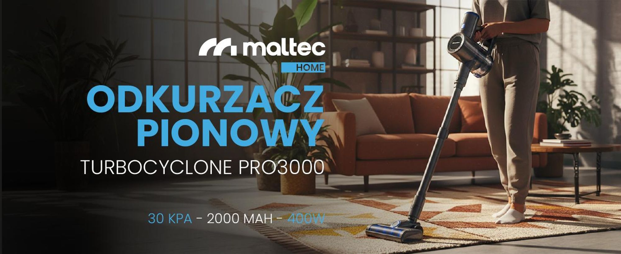 Cyklonowy odkurzacz bezworkowy z akumulatorem i mocą 30000mPa