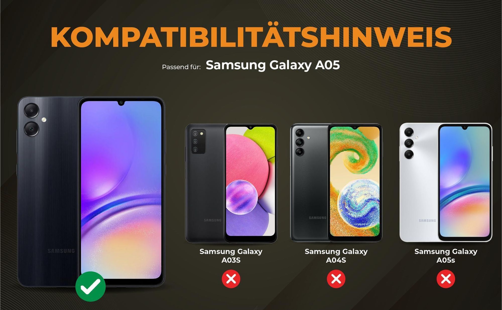Kompatibilitätshinweise Hülle für Samsung Galaxy A05