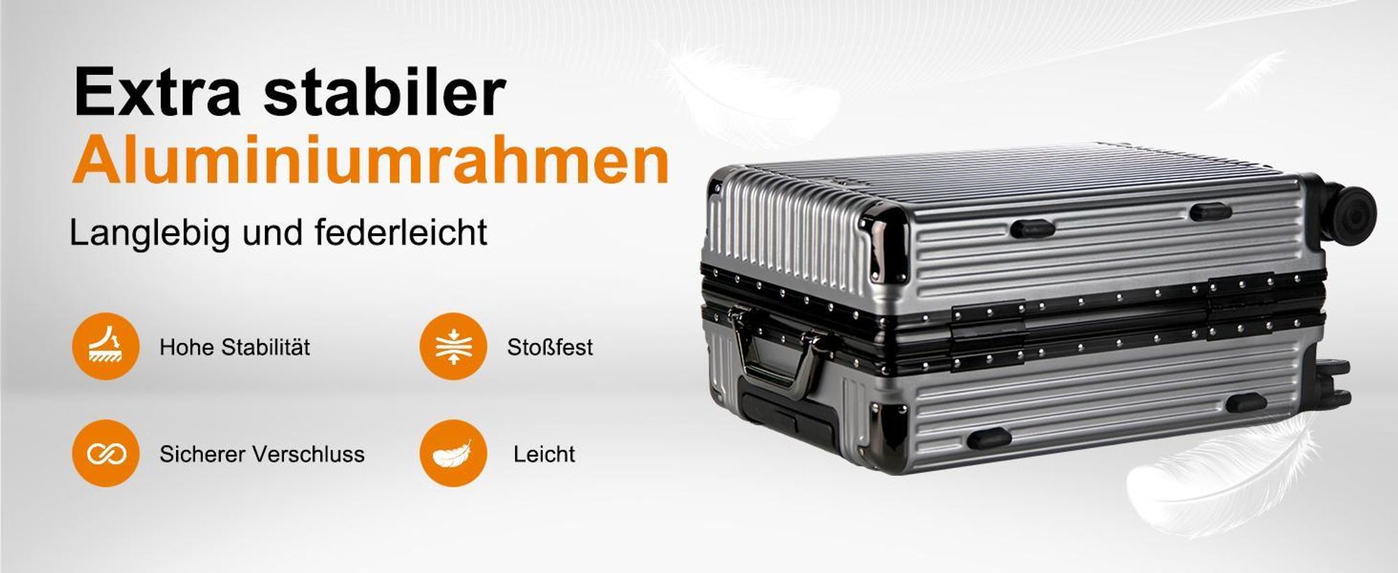 HOMELUX Trolleyset Größe M, L, XL Reisekoffer Alu-Rahmen ABS & TSA Schloss 3 tlg. Trolley Hartschalen koffer Set 2401 Weiß