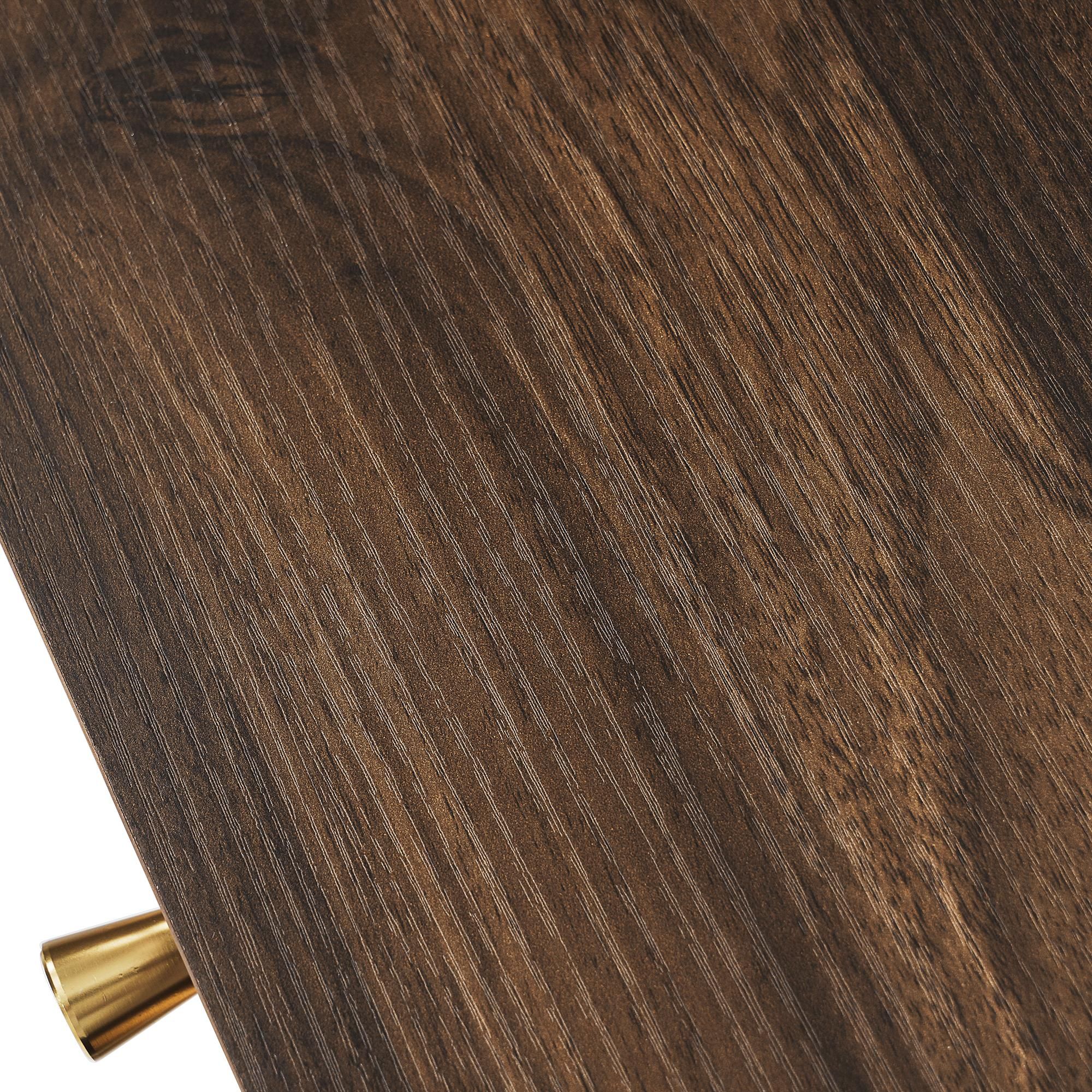 Flieks Kommode Wohnzimmerschrank Rattan mit 3 Schubladen, Sideboard Aufbewahrungsschrank mit höhenverstellbaren Einlegeböden, Walnut