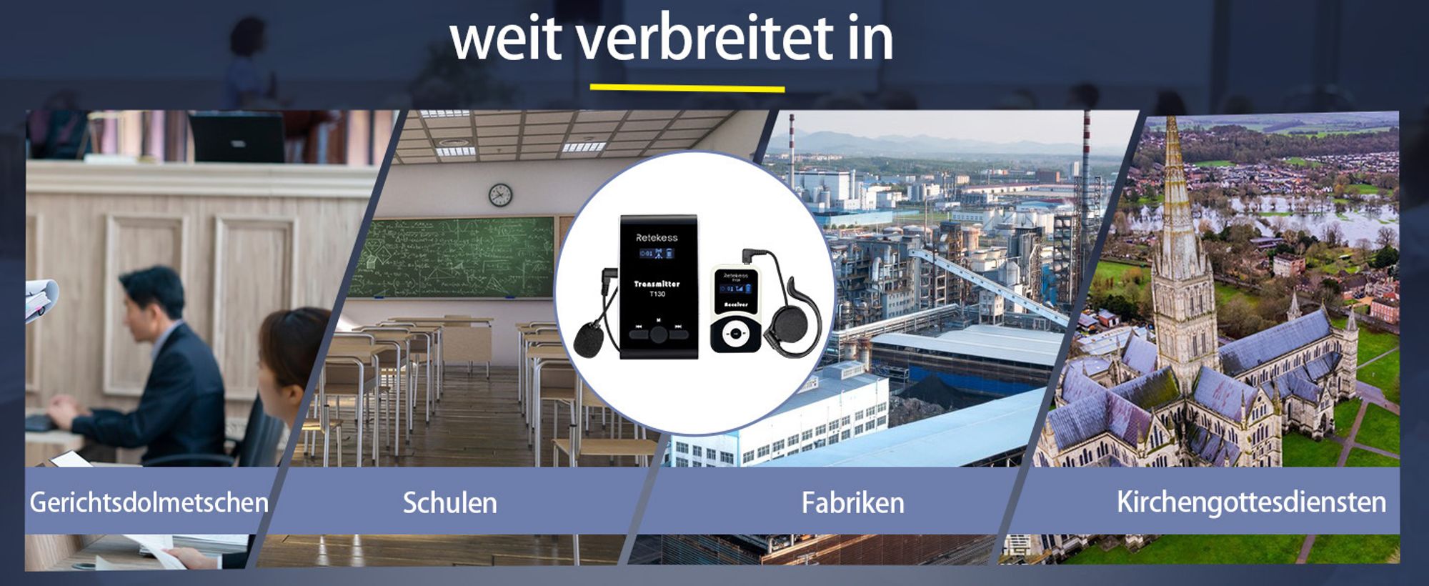 Retekess T130-T131 Tour guide System,60 Meter,99 Kanäle,18H,mit Mikrofon, PLL-Technologie, Geeignet für Reisebüros,Schulungen, Schulbesuche