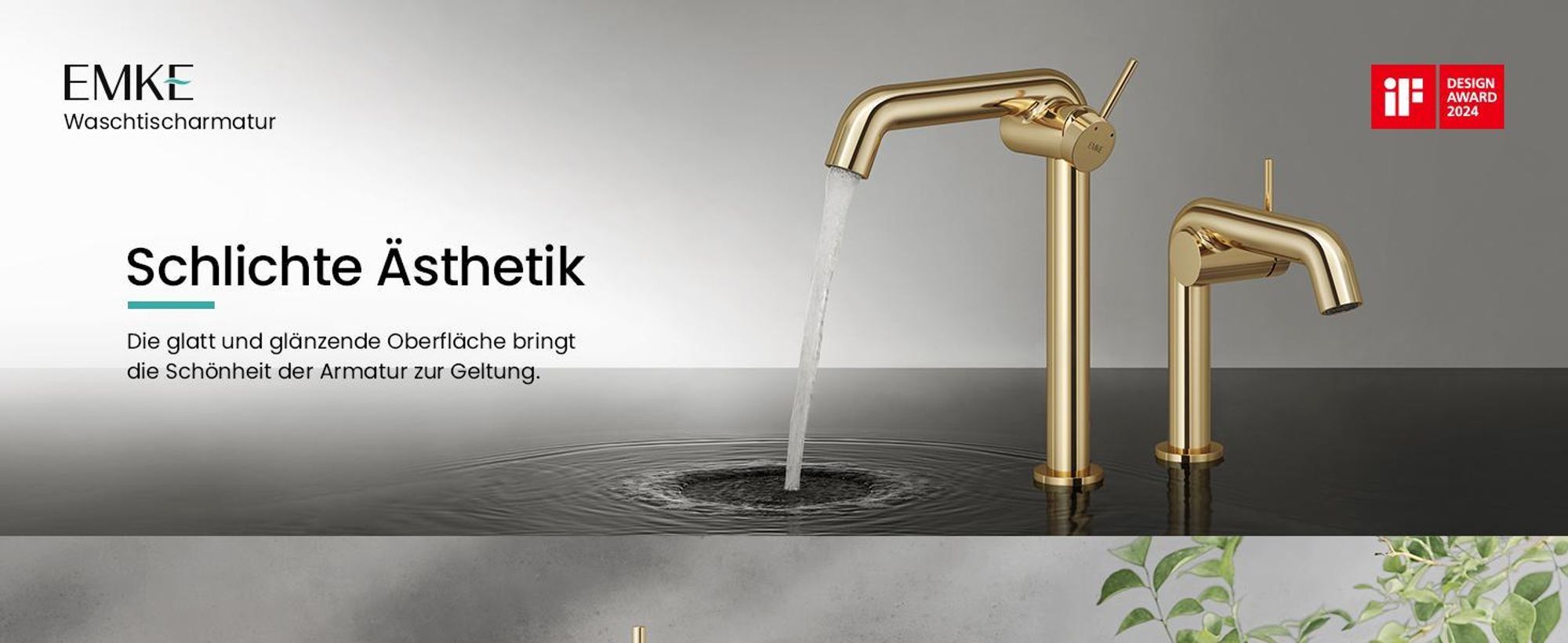EMKE Einhebel-Waschtischarmatur, Badarmaturen 332x220x76mm , Wassersparend, Korrosionsschutz, Bleifreies Messing, Champagnergold