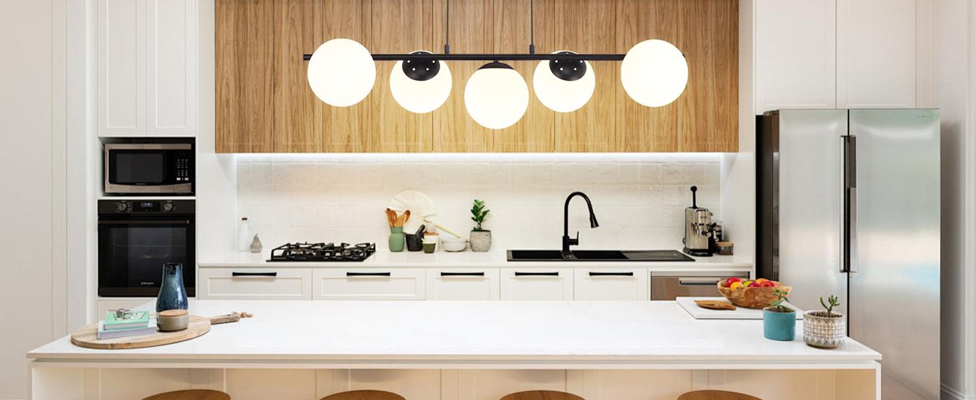 Lampada a sospensione ZMH, ideale per tavoli da pranzo, lampada a sospensione in vetro, lampada a sospensione a 5 luci, attacco E27, altezza regolabile (150 cm), design creativo, adatta per sala da pranzo, soggiorno o bancone bar, colore nero