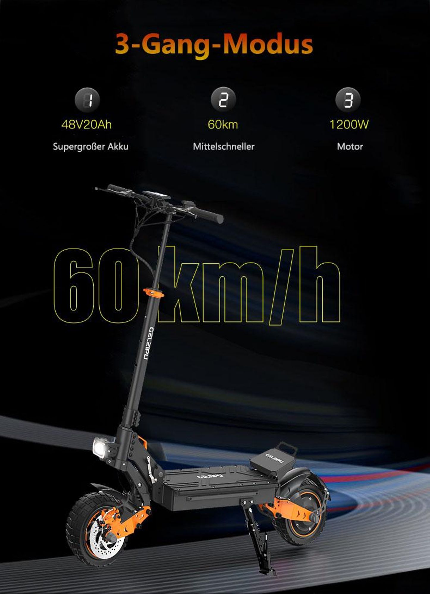 Elektroroller Z1 - Akku 48V20AH 10" Räder Scheibenbremse - Schwarz