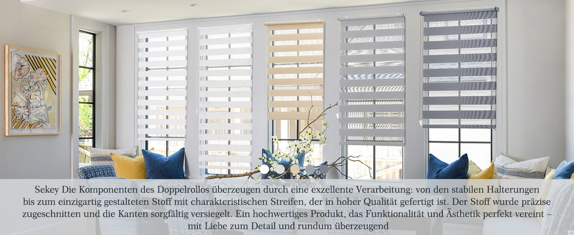 Doppelrollo 105x150cm Dunkelgrau Duo Rollo Klemmfix ohne Bohren Jalousie Rollos für Fenster und Tür