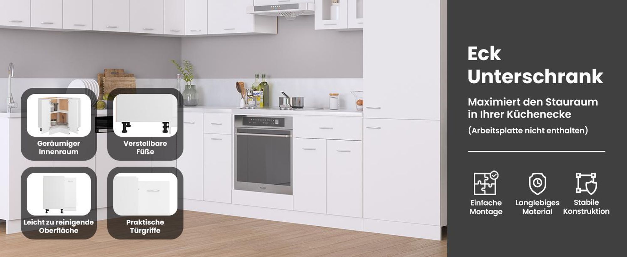 vidaXL Eckunterschrank Lyon Weiß 75,5x75,5x81,5 cm Holzwerkstoff