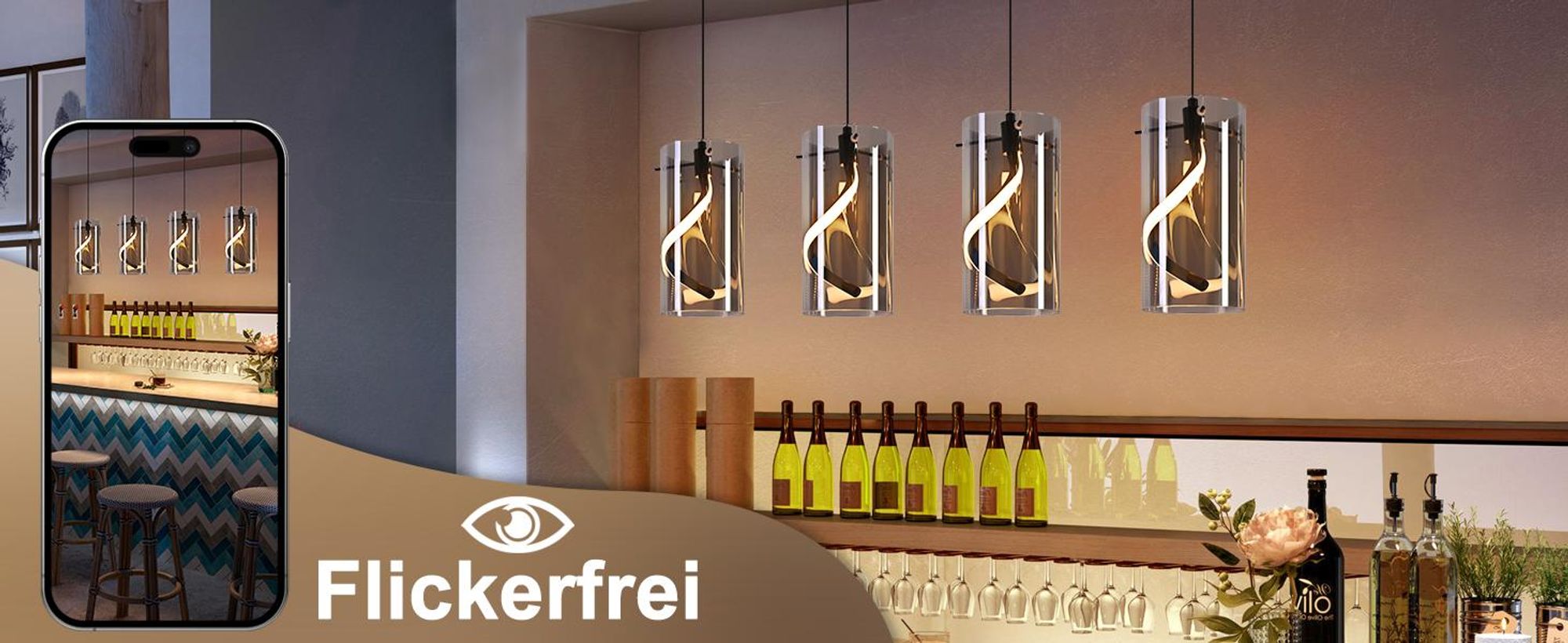 ZMH LED Pendelleuchte Esstisch Hängelampe aus Glas 1-flammig 11W Retro rauchgrau 3000K Warmweiß für Flur & Esstisch