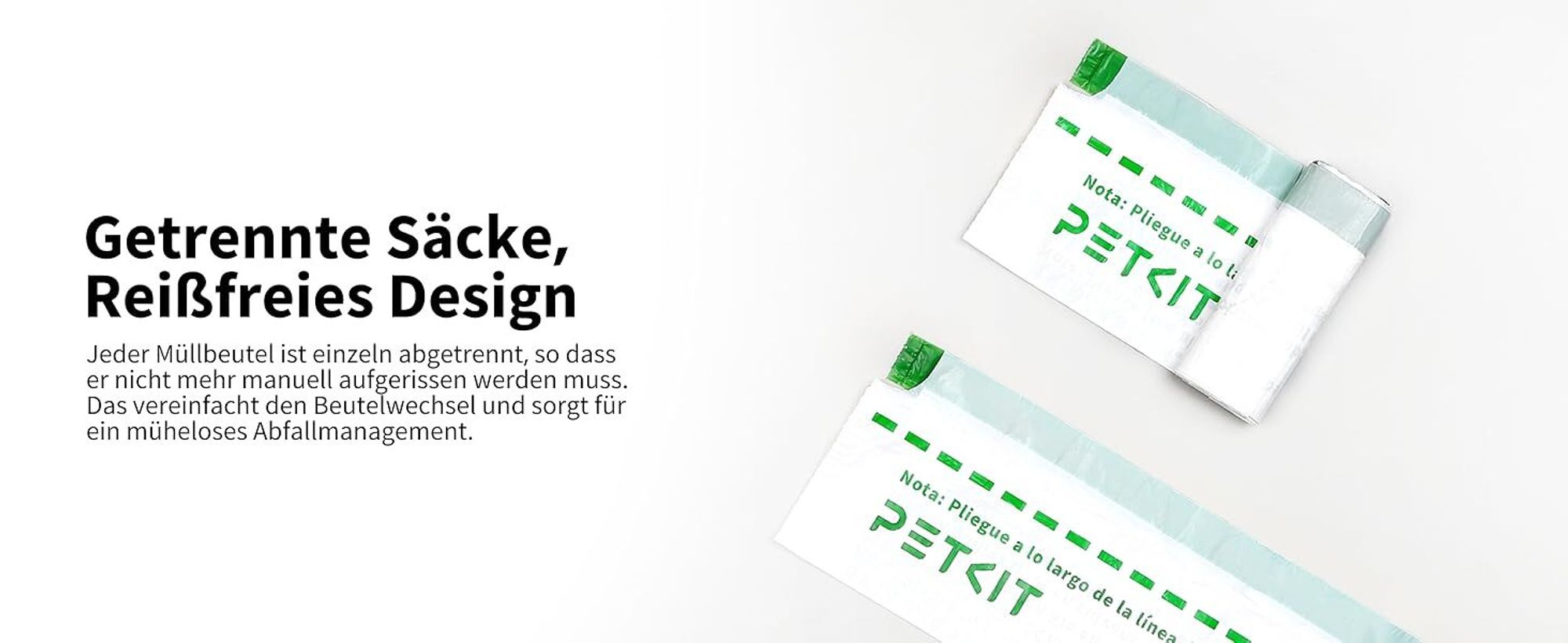 PETKIT Katzentoilettenbeutel mit Zugbändern, Beutel für Katzentoilette für Pura MAX 2 und PUROBOT Max Pro, 5 Rollen*18 (90 Stück)