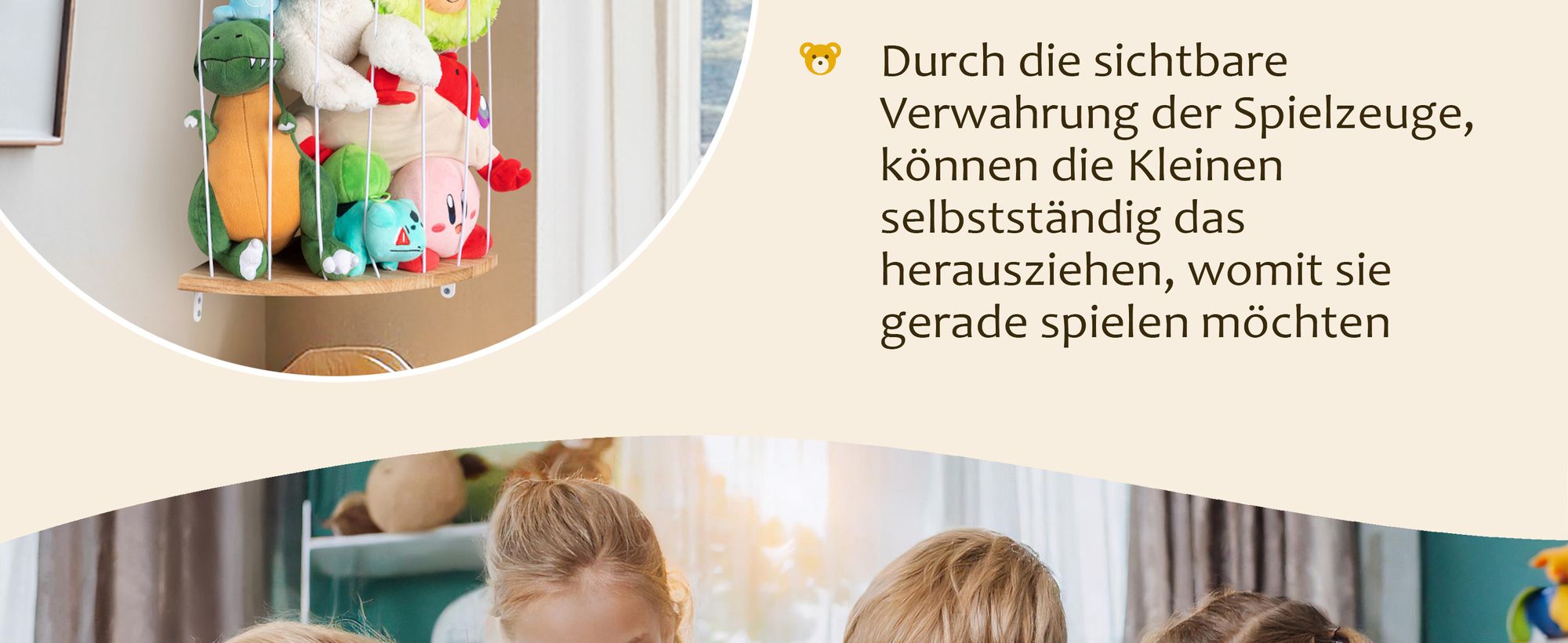 ONVAYA® Kuscheltier-Regal ǀ platzsparend ǀ große Kapazität ǀ Echtholz mit elastischen Gummibändern ǀ Hängeregal für das Kinderzimmer zur Kuscheltier-Aufbewahrung